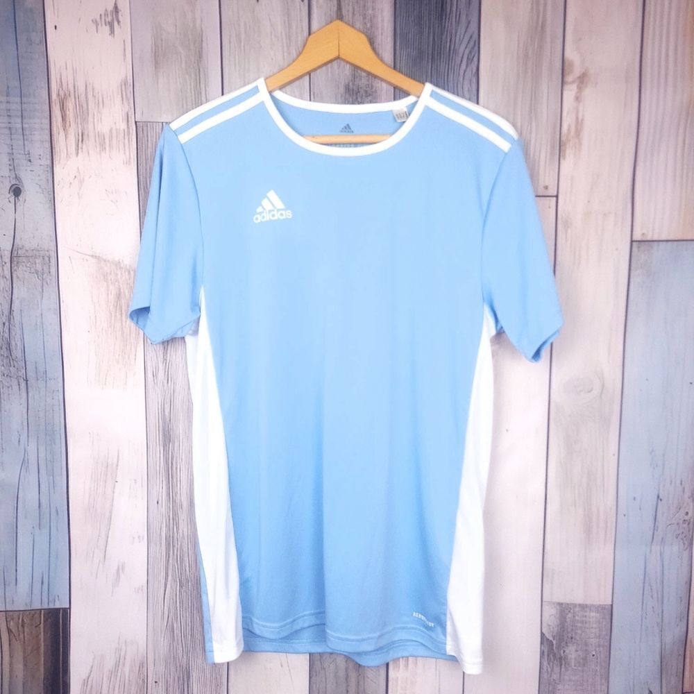 Adidas Aeroready Blue White Short Sleeve T-shirt Size Medium